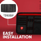 Firestone 2-Pack Car Sun Visor Organizer | 8 Compartment Car & Truck Visor Organizer with Holder & Slots for Sunglasses, License, Registration & More, Black Red