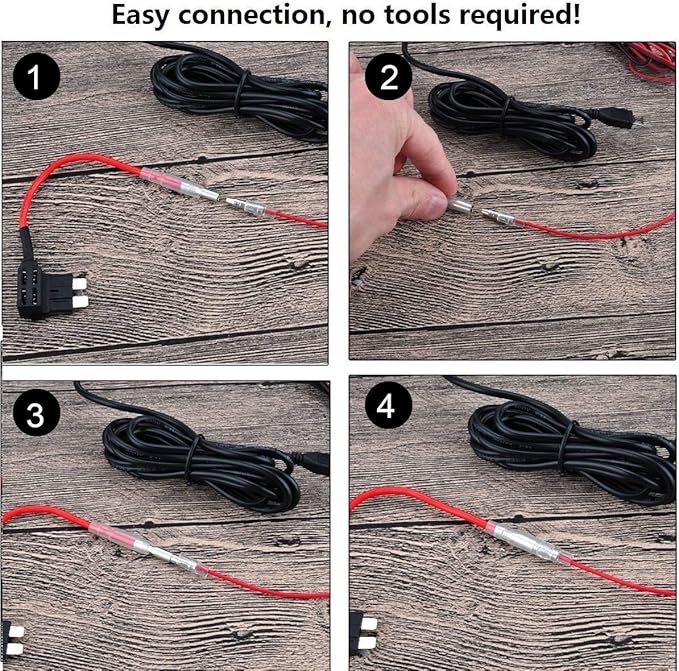 15ft Car Dash Cam Hardwire Kits,DC 5.5mm Head Charge Cable Tools w. Mini(ACS)/LP Mini(ACN)/ATO(ATC or ACU)/Micro2(ACZ) Fuse for NuCam WR & Galaxy Projector etc