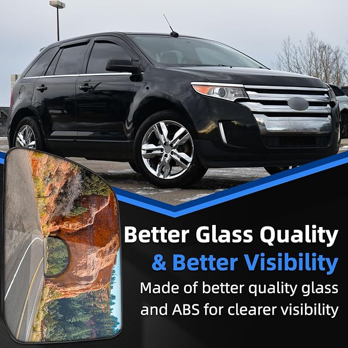 Driver Side Mirror Replacement for Ford Edge 2011 2012 2013 2014 - Left Side Mirror Glass, Rear View Mirrors Glass with Power Heated & Blind Spot