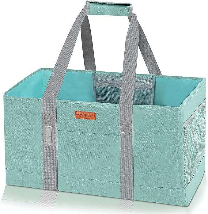 WONDAY Utility Tote, Extra Large Utility Tote Bag, Reusable Grocery Bags Foldable, Large Tote Bag With Handles Shopping Bags for Groceries, Picnic, Beach, Laundry (Green)