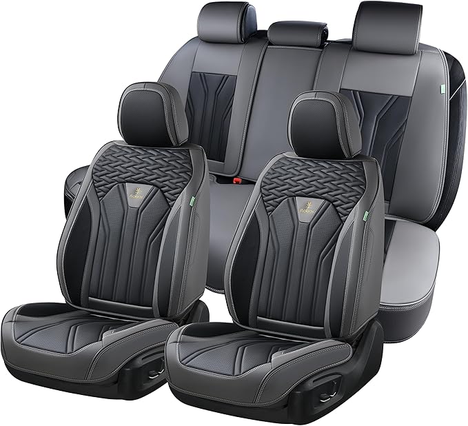 FLORICH Leather Seat Covers, Seat Covers Full Set, Car Seat Protectors 5 Seats, Automotive Seat Covers Fit for Most Cars Truc