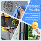 Car Backseat Organizer with Tablet Holder,11 Storage Pockets with Foldable Food Tray, Protector Kick Mats for Kids, Travel Accessories Organizer (Gray, 2-Pack)
