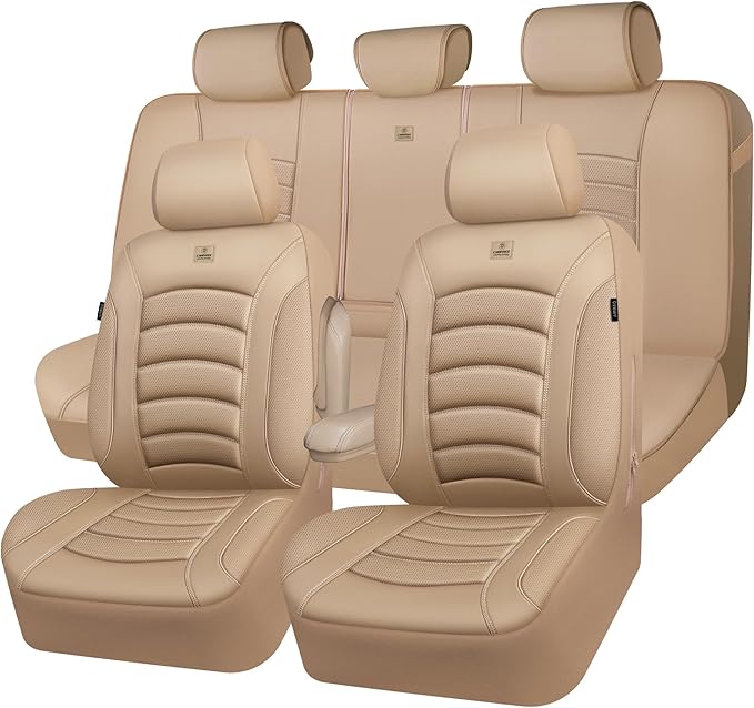 CAR PASS 3D Foam PU Leather Car Seat Covers, Universal Seat Covers Full Sets for Trucks SUV Sedan Automotive Seat Covers Armr
