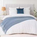 BATTILO HOME Bluish Grey Throw Blanket for Couch, Soft Knit Throws with Tassels for Home Decor, Blue Blankets and Throws for 
