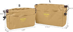 Vercord Canvas Handbag Organizers, Sturdy Purse Insert Organizer Bag in Bag, 10 Pockets Khaki Small