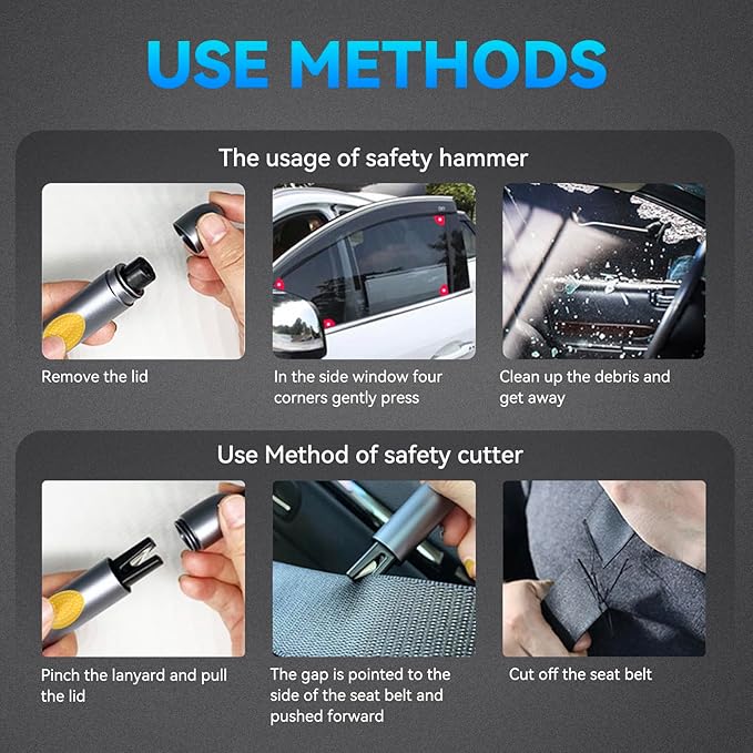 Car Window Breaker Tool - Upgraded Safe Hammer Glass Breaker, Car Hammer Seatbelt Cutter Window Breaker Emergency Escape Tool