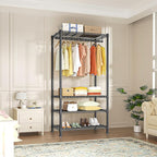 Ulif H2 Heavy Duty Clothes Rack, Freestanding 4 Tiers Garment Rack for Hanging Clothes with Shelves and Hangers, Closet Organ