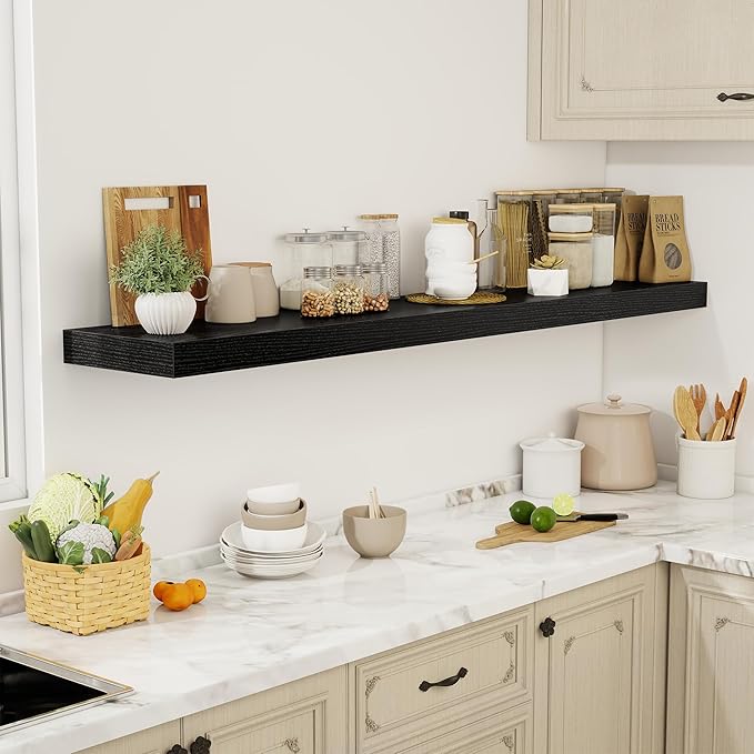 72 Inch Floating Shelves, 12" Deep Floating Shelf Wall Mounted, 72" Wall Shelves, Rustic Deep Bookshelf, Extra Deeper & Thick