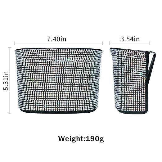 Cavalcade Car Trash Can, Hanging Trash Bin, Leakproof Garbage Organizer, Bling Vehicle Waste Basket, Mini Dustbin Container with Clip for Car, Office, Kitchen, Bedroom, Home and More, Multicolor