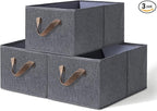 Large Fabric Storage Basket,3 Pack Collapsible Closet Organizers and Storage,Storage Bins for Clothes,Toys,Shelves,18"×11"×8"