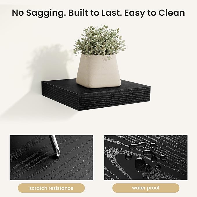 Fun Memories Floating Shelves for Wall, Rustic Wood Wall Mounted Shelves for Bathroom, Bedroom, Living Room & Kitchen, Storag