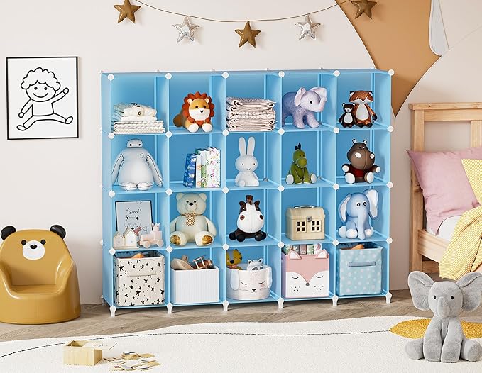 Portable Closet 6 Cube Closet Organizer and Storage Shelf Bookcase with Metal Hammer, Organizer Cabinet for Kids, Bedroom, Ba