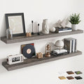 55 Inch Floating Shelves for Wall Set of 2, 8"D Wood Grain Bathroom Shelves with Invisible Brackets, Easy Install Engineered 