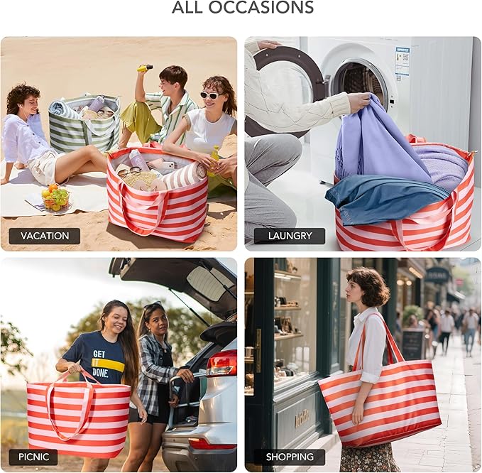 KALIDI 60L Extra Large Duffle Bag, Beach Tote Zipper Utility Oversized Weekender Carrier Travel Shopping Reusable Grocery Bag