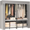 Foldable Wardrobe Closet, Clothes Rack with Cover for Bedroom, Portable Metal Closet Organizer, Thick Steel Tubes, Heavy Duty