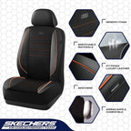 Skechers Air-Cooled Memory Foam Seat Covers,Mesh Thick Car Seat Covers,Piping Leather Car Seat Cover,Airbag Compatible,Automo
