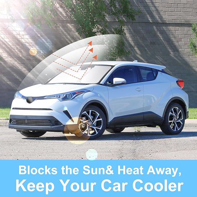 Front Windshield Sun Shade Foldable Car Front Window Sun Shade Windshield Shade Custom Fit for 2018-2023 Toyota CH-R Block UV Rays Accessories Heat Keep Cooler