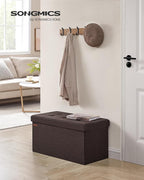 SONGMICS Mazie Collection - 30 Inches Folding Storage Ottoman Bench, Ottoman Foot Rest, End of Bed Bench, Storage Chest, Load
