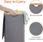Lifewit 100L Laundry Basket with Lid, Clothes Hampers for Laundry with Bamboo Handles and 1 Removable Bag, Large Foldable Lau