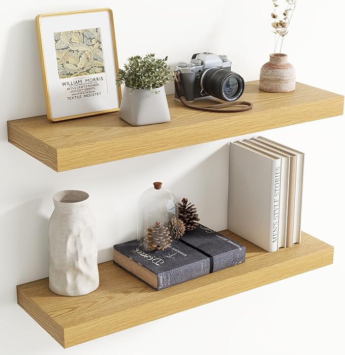 30 Inch Floating Shelves for Wall, 8 Inch Deep Floating Shelf for Storage & Display, Rustic Wall Mounted Shelf with Invisible
