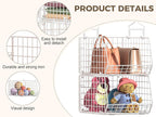 4" Extra Deeper Foldable Hanging Closet Organizer, Small Wire Cabinet Shelves and Storage with 5 S Hooks,4 Tier Metal Basket 
