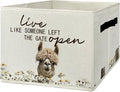 Rustic Alpaca Storage Bins & Boxes with Handles, Farmhouse Alpaca Foldable Basket for Organizing, Live Like Someone Left the 