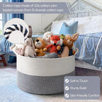 INDRESSME XXXLarge Cotton Rope Basket 21.7" x 21.7" x 13.8" Woven Baby Laundry Baskets Blanket Basket Toy Baskets with Handle