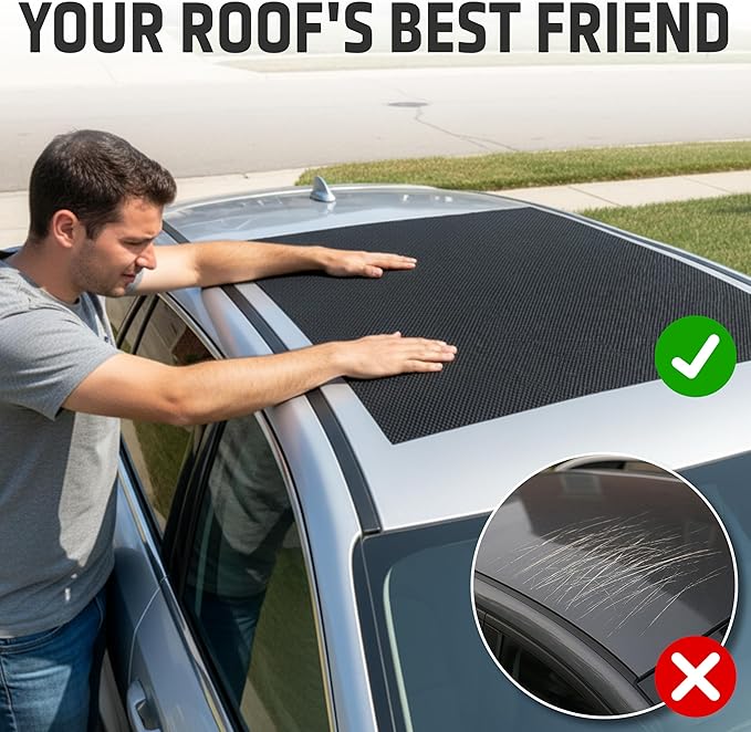 Non Slip Roof Mat - Soft Protector Mat and Car Roof Liner for All Vehicles - All Weather Grip for Roof Cargo Rack Scratch Protection (47 x 35 in)