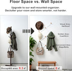 SKOLOO Hat Rack for Wall with 11 Hooks, 24 inch Solid Wooden, Modern, Huge Coat Rack Wall Mount for Coats, Hats, Bags, Cowboy
