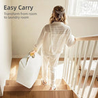 STORAGE MANIAC Large Laundry Hamper, 80L (21.1 Gal) Collapsible Laundry Basket with Bamboo Handles, Freestanding Waterproof C