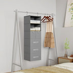 6-Shelves Hanging Closet Organizer with 5 Different Drawers, Foldable Closet Organizers and Storage for Wardrobe, Closet& RV,