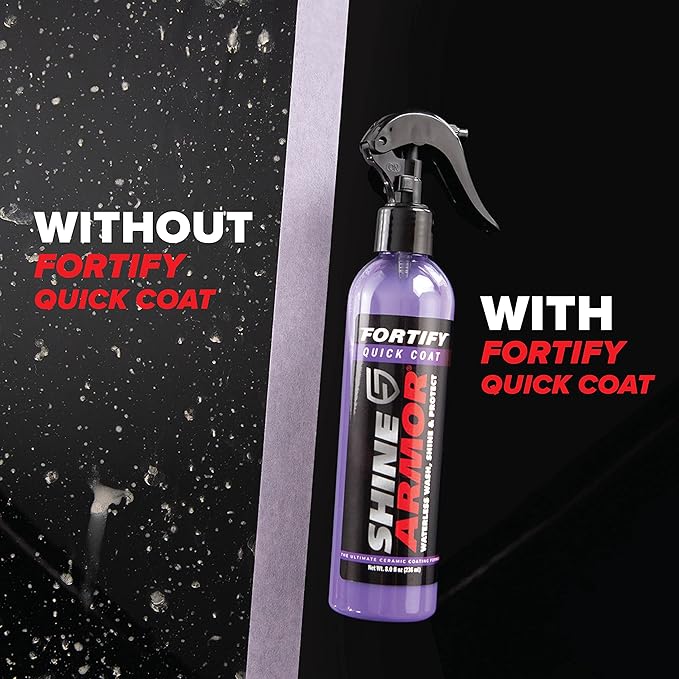Car Wax Spray and Ceramic Coating for Cars - 3 in 1 Waterless Car Wash and Detailing - Quick Effect Coating Agent for Car - High Gloss Car Coating Spray, Shiny Car Stuff by Shine Armor - 8FlOz