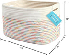 OrganiHaus Rainbow Basket - Colorful Woven Storage Basket for Playroom, Nursery & Classroom Decor & Toy Storage, Rainbow Stit