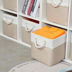 MidmmVick 12 x 12 Inch Cube Storage Bins, 6 Pack Large Collapsible Fabric Storage Bin with Ropes, Foldable Storage Cubes for 