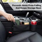 BBTO 2 Pack Car Seat Gap Filler Organizer with Cup Holder, Universal Fit Premium Leather Car Seat Gap Filler Organizer with Card Slots for SUV Truck, Drop-Proof Essentials, Durable and Washable