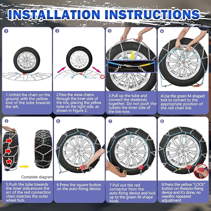AutoChoice AutoFixing Snow Chains Tire Chains For Light Truck SUV Pickup Trucks, Easy installation, Contains Titanium for Wea