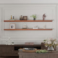 IEO Long Wooden Floating Shelves for Room Wall, Natural Wood Floating Shelves Wall Mounted Kitchen Shelf for Living Room, Bed