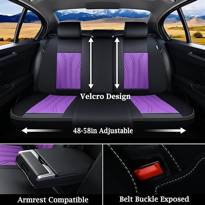 FLORICH Automotive Seat Covers, Seat Covers Full Set, Car Seat Protectors 5 Seats, Purple & Black Automotive Seat Covers Fit 