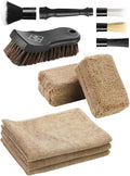 Fantasticlean 9PCS Car Interior Detailing Set, Microfiber Cloth & Applicator, Double-Head Detailing Brushes, Natural Bristles