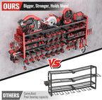 49.8" W Super Large Power Tool Organizer Wall Mount,4-Layer Heavy Duty Tool Storage with 18 Cordless Drill Holder,600 lb Capa