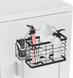 Hair Tool Organizer - Black Steel Wall Mounted Hair Dryer Holder with Removable Basket, 10.62"L x 4.33"W x 6.69"H, Ideal for 