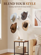 Cinati Cowboy Hat Rack for Wall, 4 Pack Cowboy Hat Holder Wall Mount, Western Rustic Metal Cowboy Hat Hanger, Hat Hooks for C