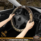 Mossy Oak Camo Steering Wheel Cover, Durable Grip Car Steering Cover, Universal Fit 14.5"–15.5" - Made with Premium Brown PVC
