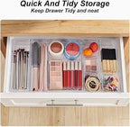 SMARTAKE 25-Piece Drawer Organizer with Non-Slip Silicone Pads, 4-Size Desk Drawer Organizer Trays Storage Tray for Makeup, J