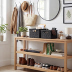 StorageWorks Wicker Basket with Handle, Wicker Storage Baskets for Organizing, Decorative Storage Baskets for Shelves, Paper 