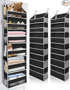 ULG 2Pack-Over The Door Organizer with 6 Large Pockets 12 Side Pockets Door Hanging Organizer Black Door Hanging