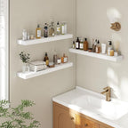 32 Inch Floating Shelves | 6.5 Inch Deep White Floating Shelves Set of 2 | 32" W x 6.5" D Rustic White Wood Wall Shelves with