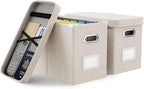 Oterri File Organizer With Lid, Hanging Filing Box With Mesh Pocket, Document Organizer for Letter Files, Portable Storage Wi