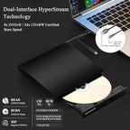 External CD/DVD +/-RW Drive for Laptop, USB 3.0 & USB-C Portable CD DVD Writer Burner Reader, Ultra-Slim External DVD Drive Compatible with PC, MacBook Pro/Air, Windows 11/10/8/7, Linux(Black)