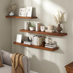 Fun Memories 48 Inch Floating Shelves, Rustic Solid Wood Wall Shelves Set of 1, 8 Inch Deep Floating Shelf for Bathroom, Bedr